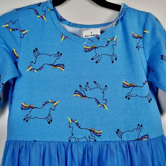 NWT Hanna Anderson Blue Unicorn Character Star Mesh Tulle Dress Size 130 /8 - Picture 5 of 6